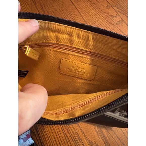 Jeon Los Angeles Black Leather Purse Designer Buffet Train Car Windows Print - Picture 3 of 7